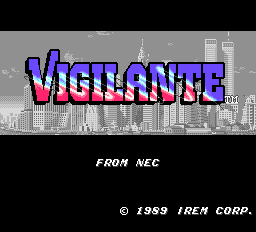Vigilante title screen for TurboGrafx-16